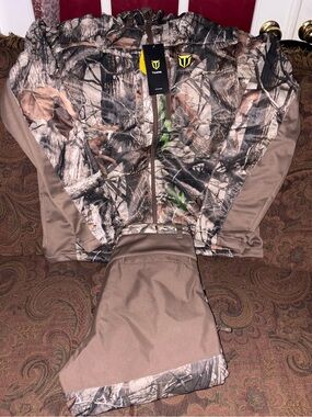 TIDEWE Camo Hunting Jacket and Pants Set - Brown/Green/Black